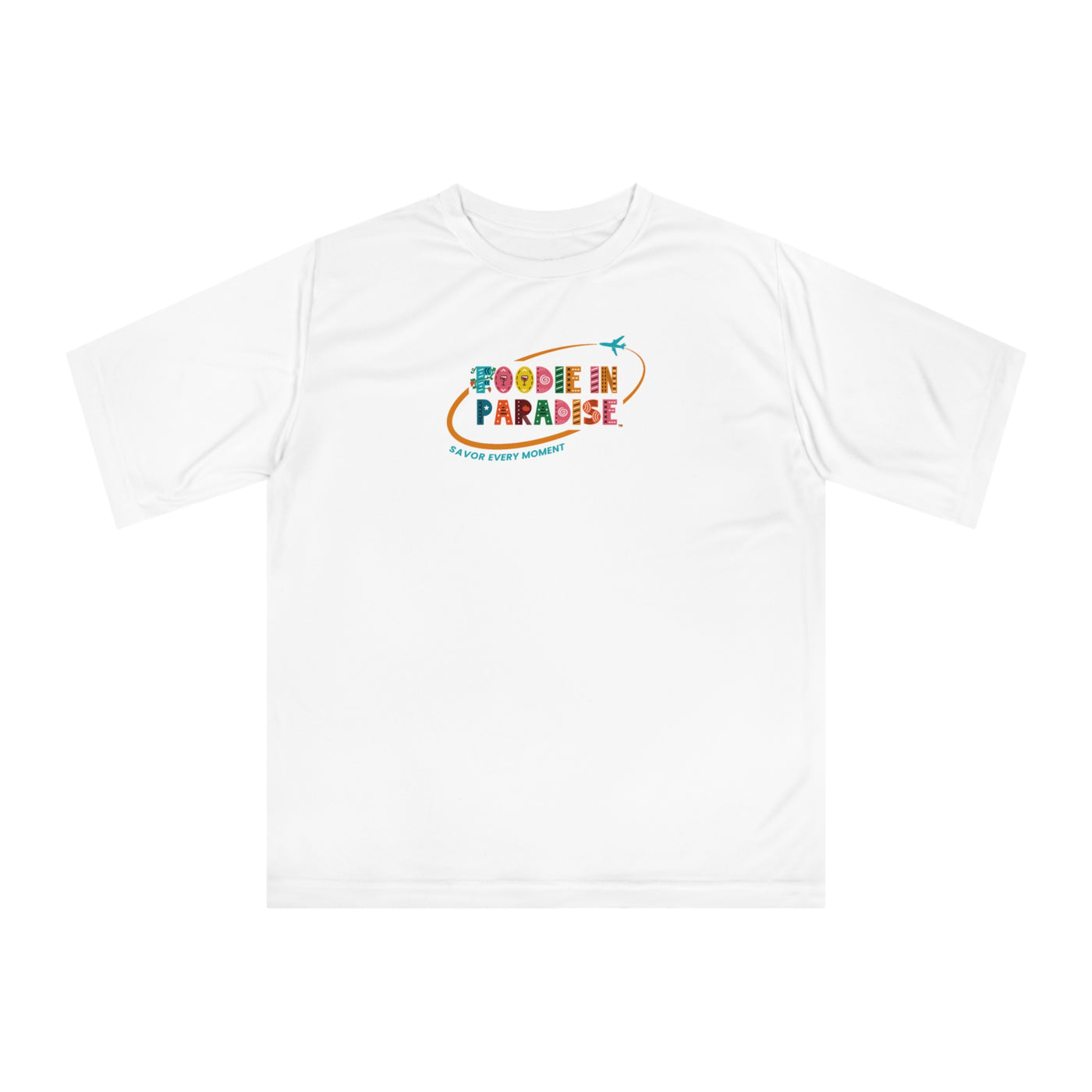 Foodie in Paradise Performance T-shirt | Unisex Athletic Tee, Summer Vibes, Beachwear, Gift for Food Lovers, Casual Wear
